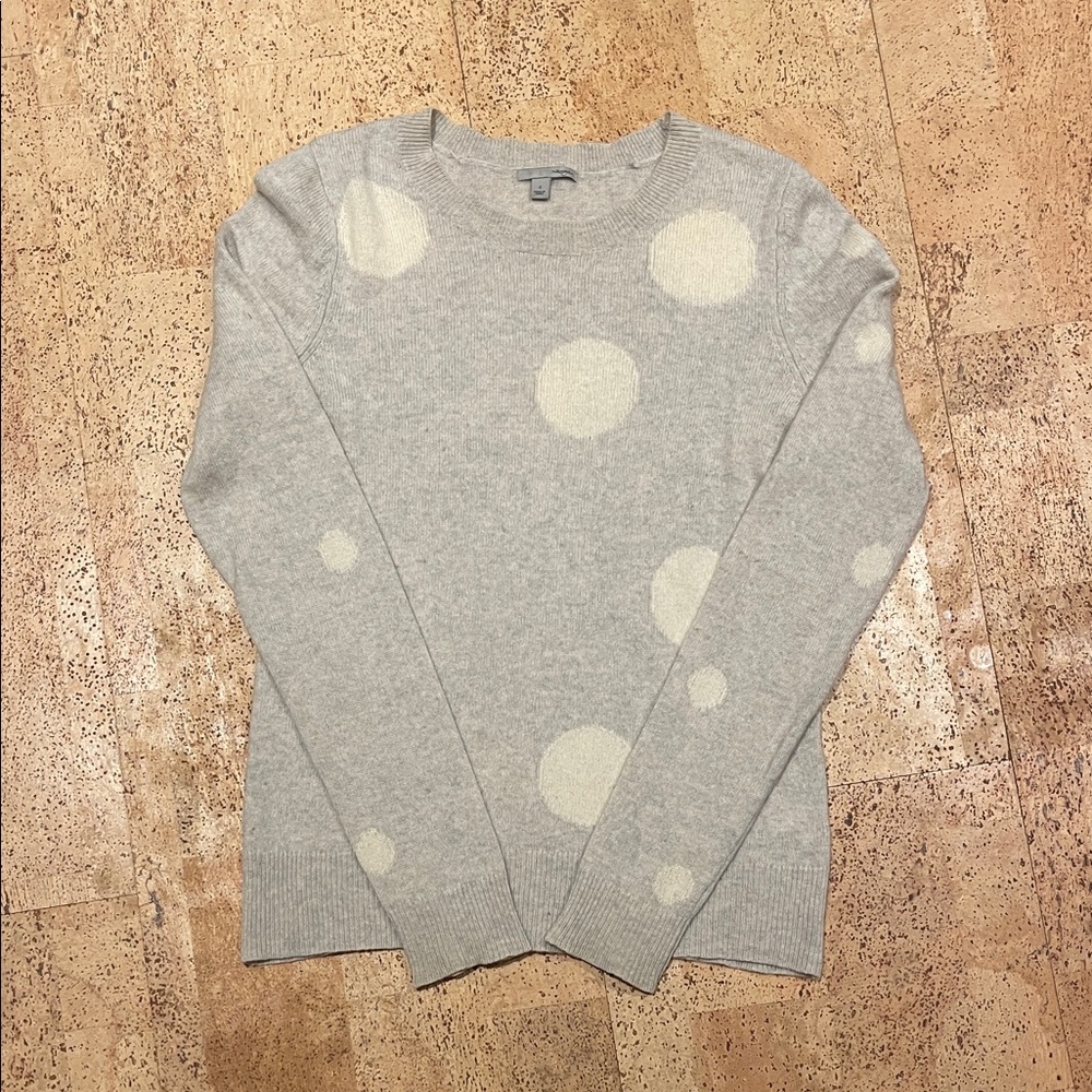 Halogen Cashmere Light Gray Polka Dot Sweater